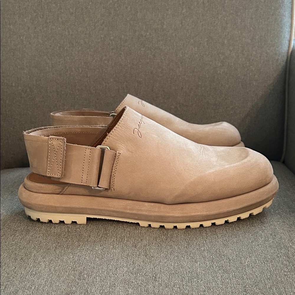 Jacquemus Tan Leather Slip-On Clog with Back Strap